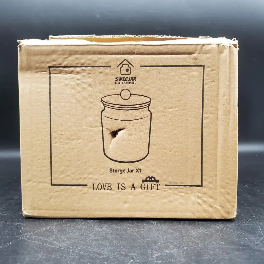 SWEEJAR Yellow Ceramic Kitchen Storage Canister Wood Lid Airtight 50oz Jar